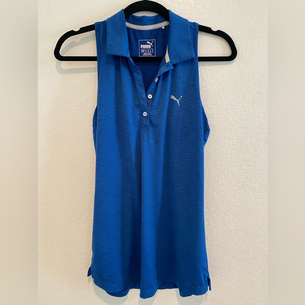 PUMA Blue Sleeveless Razerback Polo Shirt